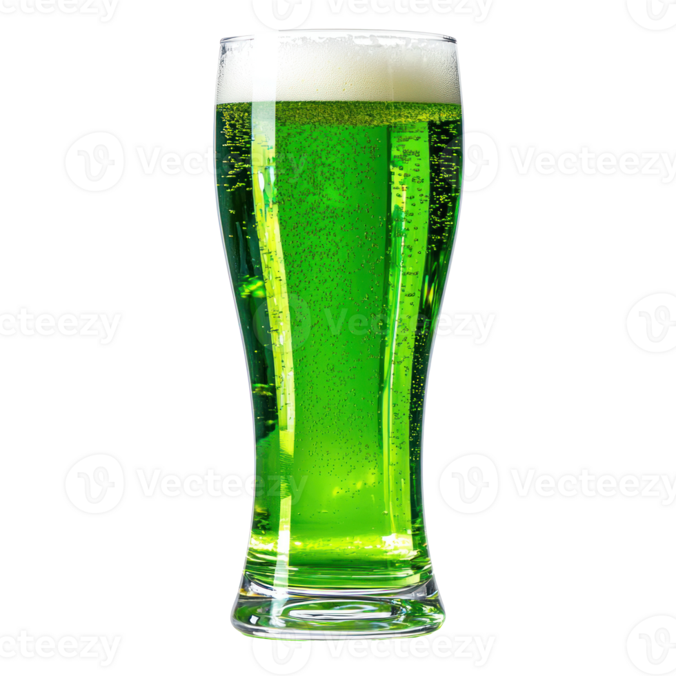 Glass of Green beer St. Patrick's Day concept front view isolate on transparent background png