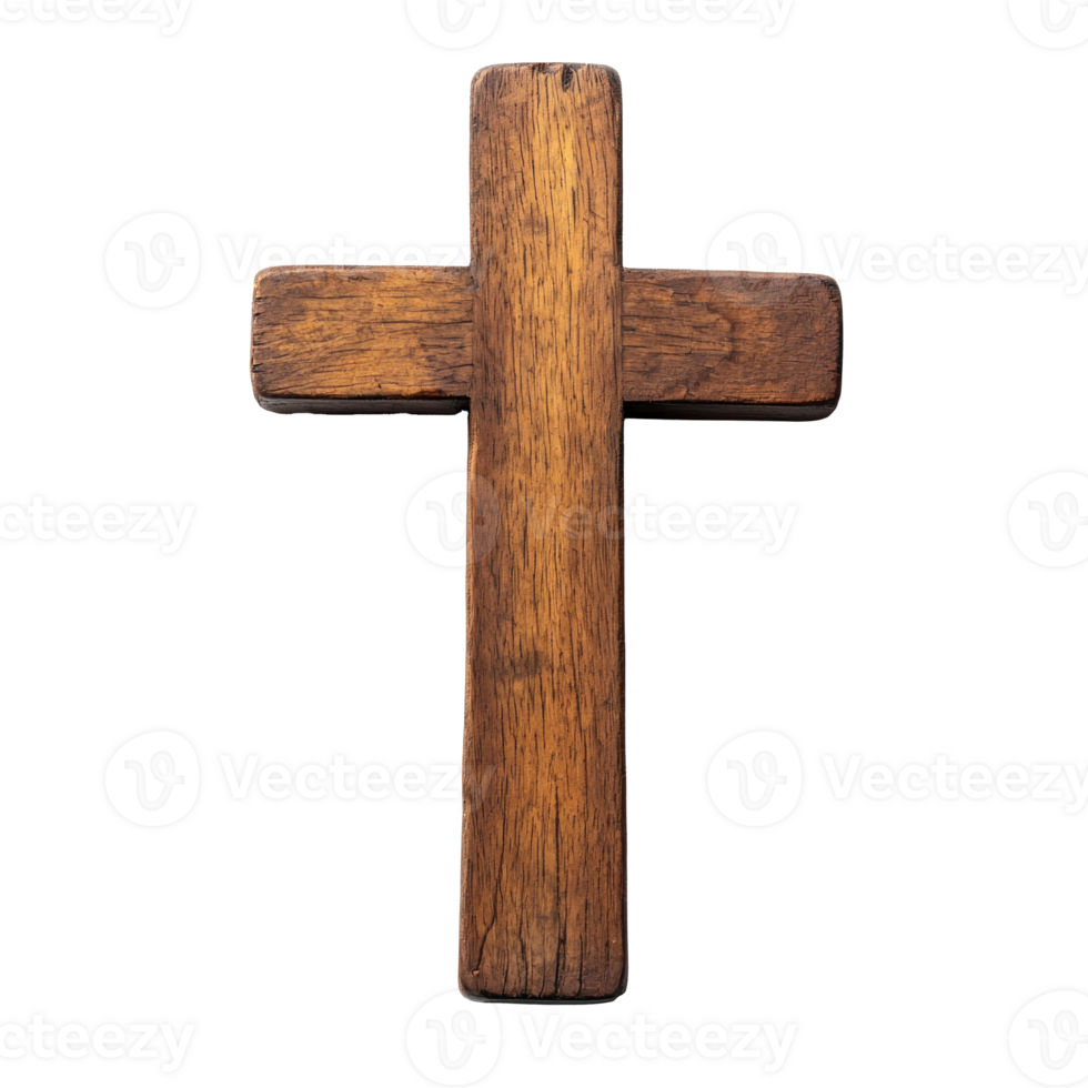 Wooden crucifix cross isolate on transparent background png