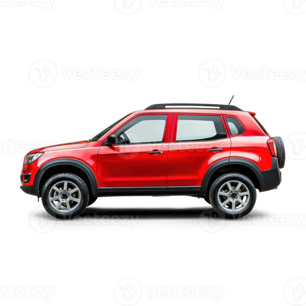 Red modern SUV car no brand name isolate on transparent background png