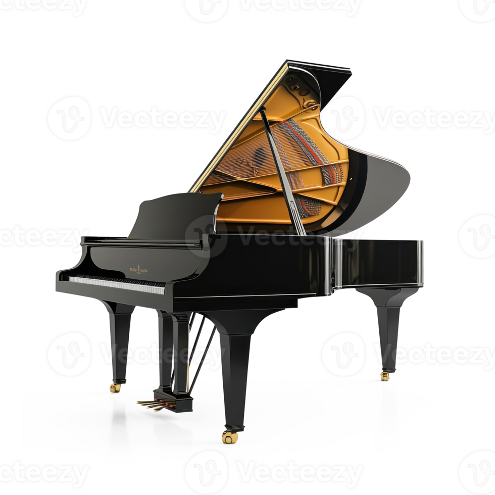 Grand piano side view isolate on transparent background png