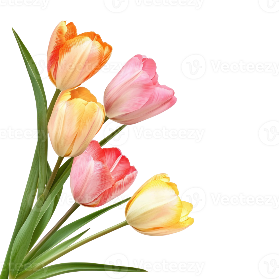colorful tulips on a transparent background png