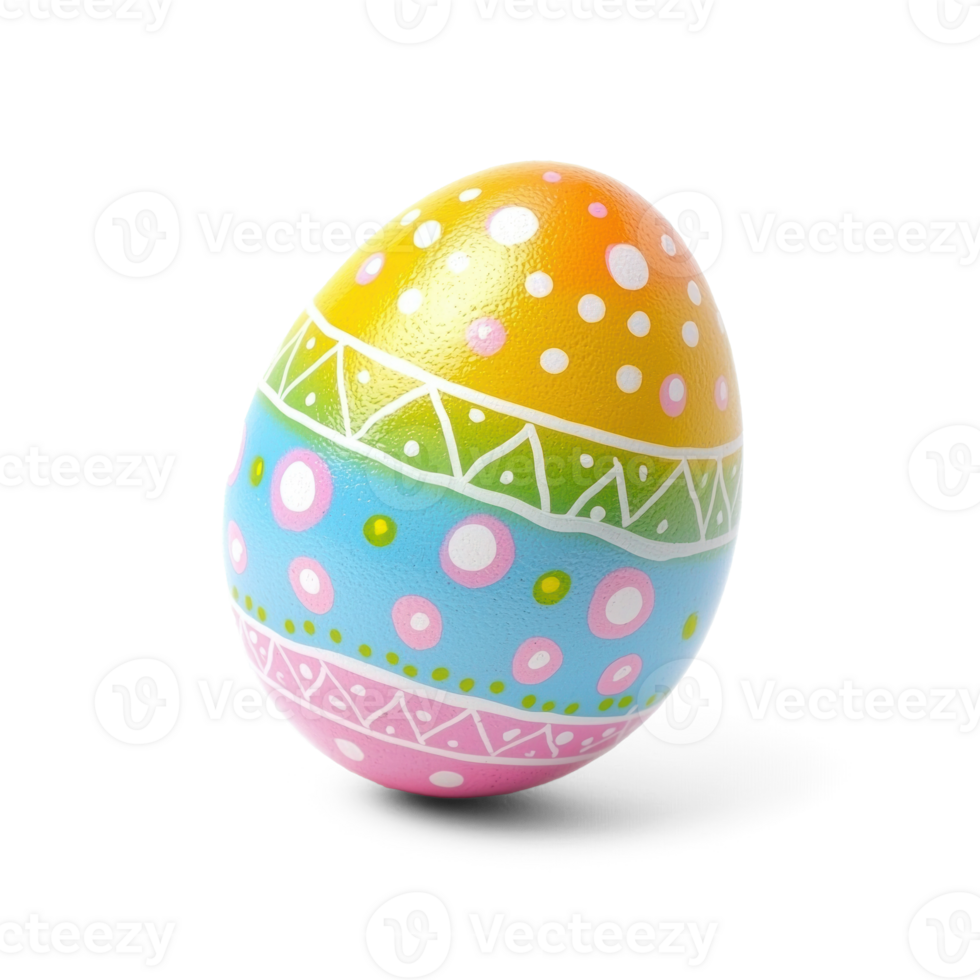 easter egg with colorful paint on transparent background png