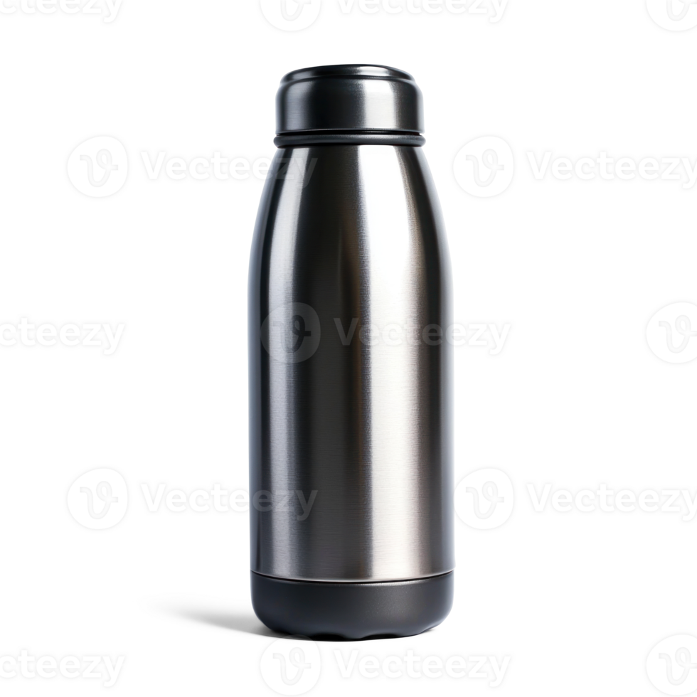 Glossy Metal Thermos Water Bottle isolate on transparent background png