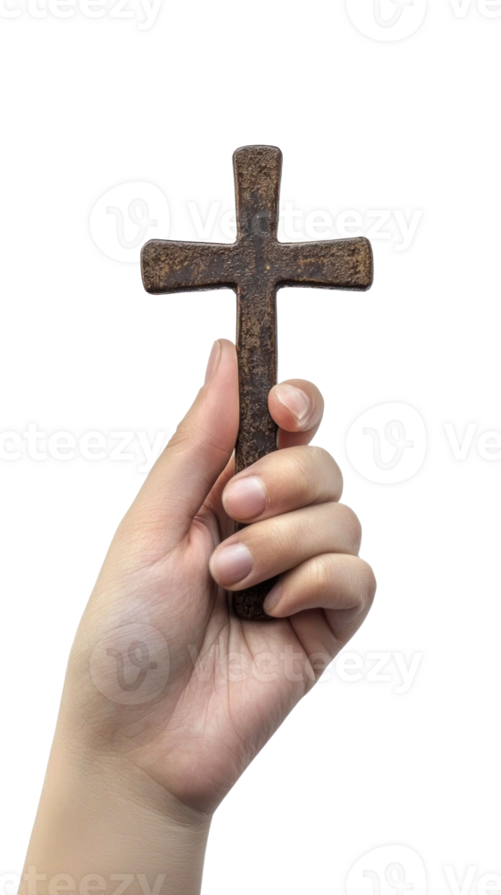 hand holding a cross isolate on transparent background png