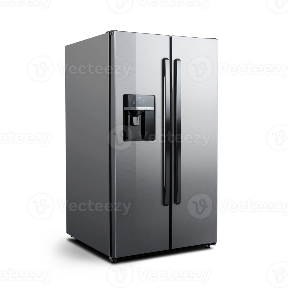 Modern fridge side view isolate on transparent background png