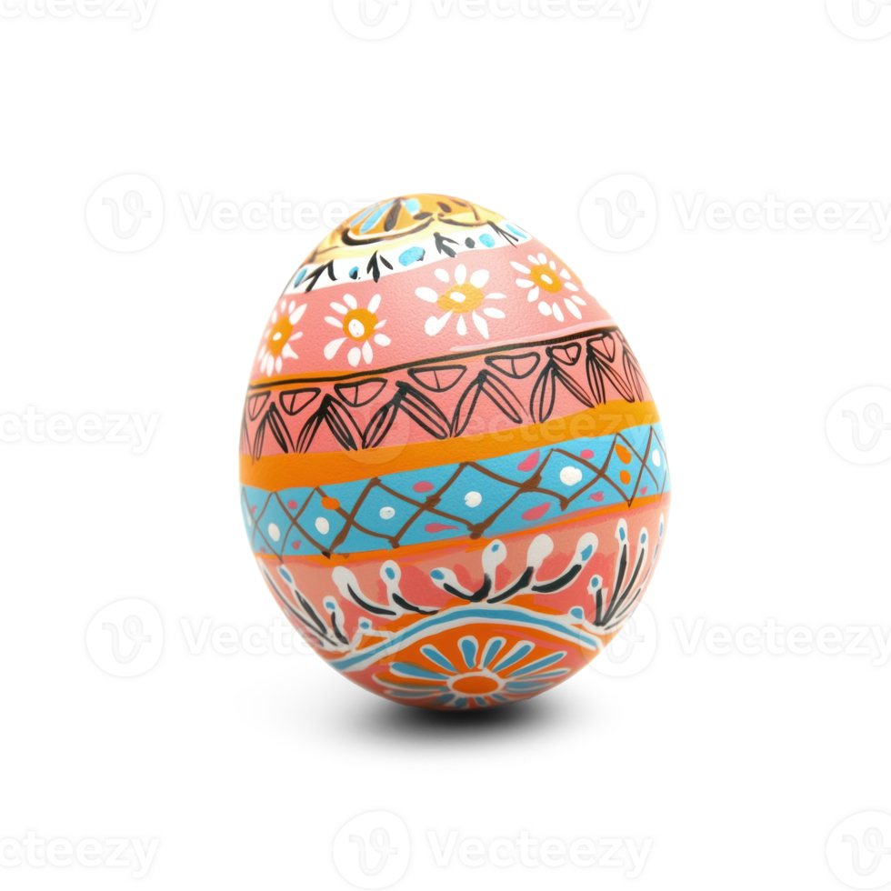 Easter egg with pattern isolate on transparent background png