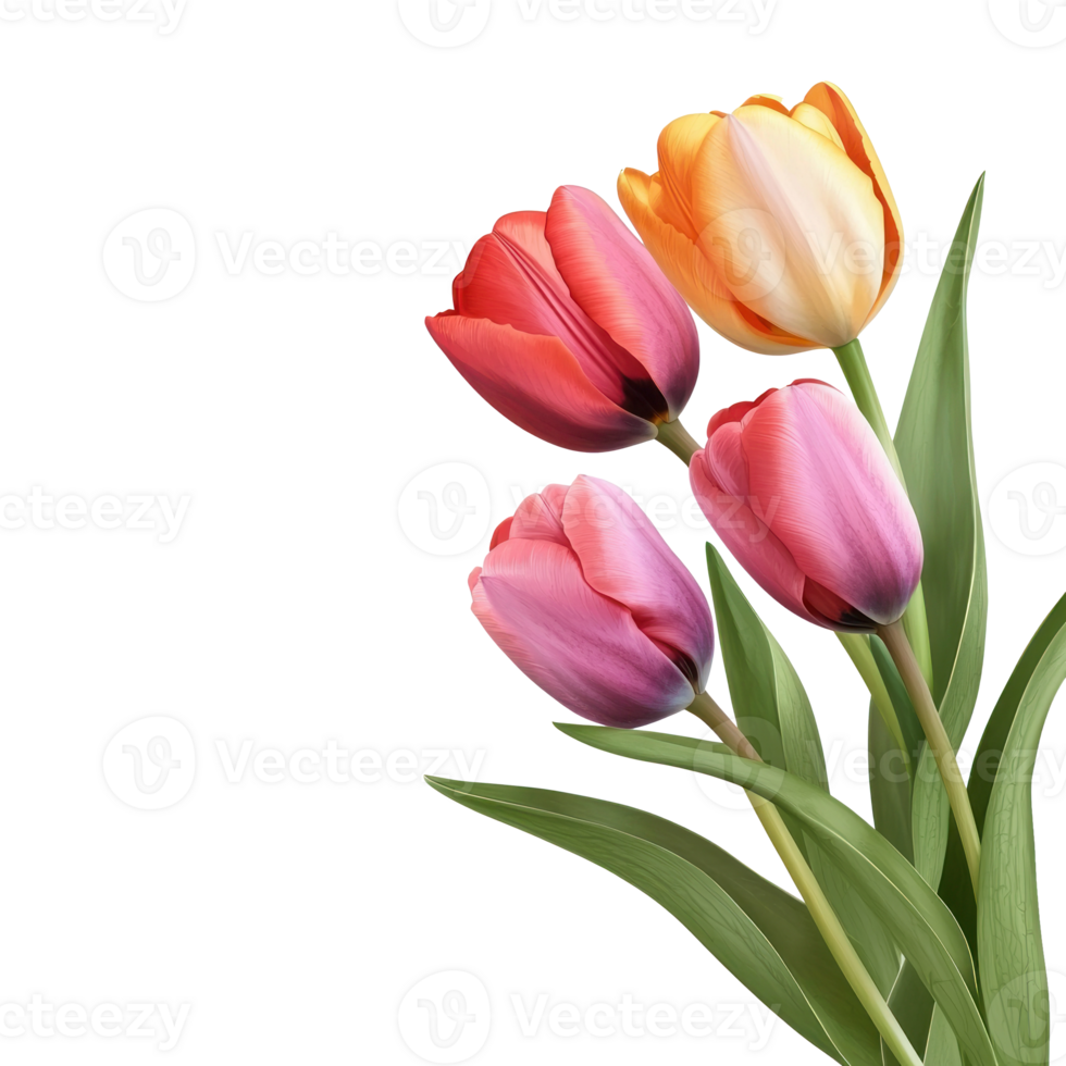 three tulips on transparent background png