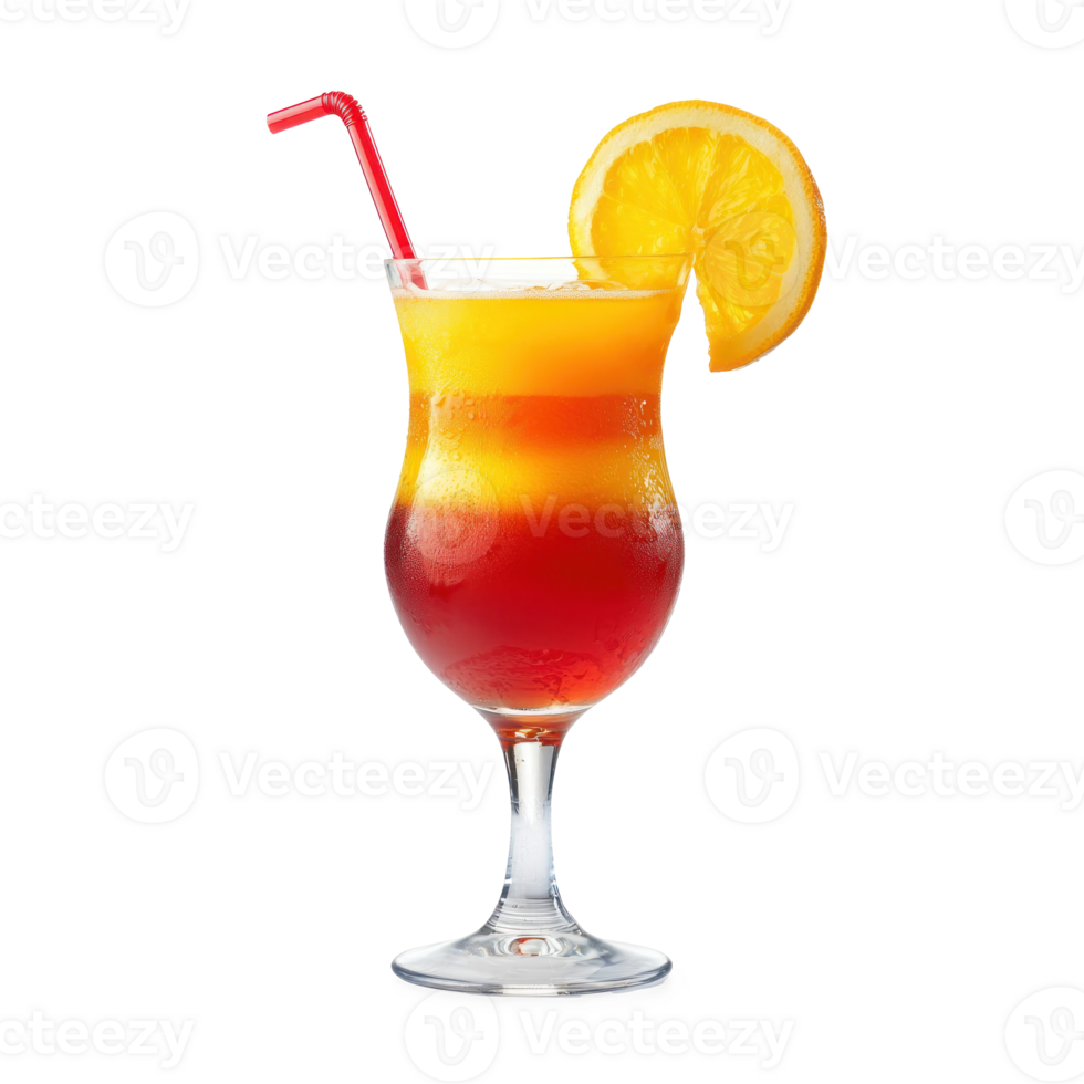 orange cocktail with orange slice in glass on transparent background png