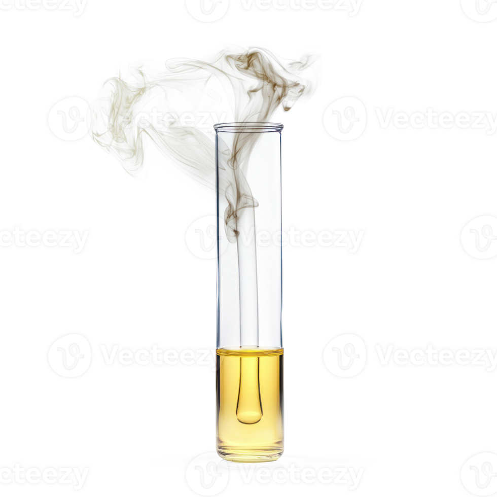 A Test tube with liquid and smoke isolate on transparent background png