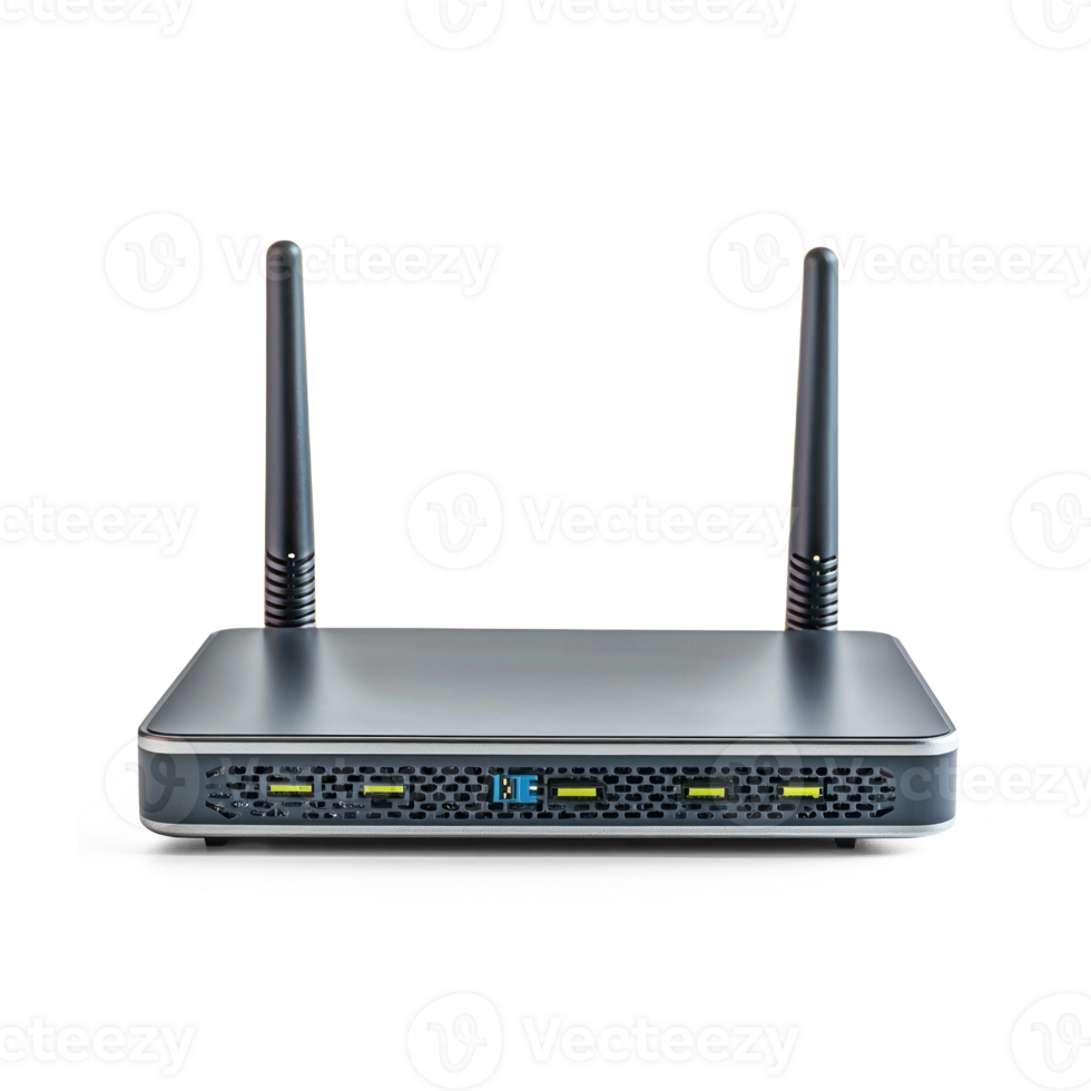 Modern wifi router side view isolate on transparent background png