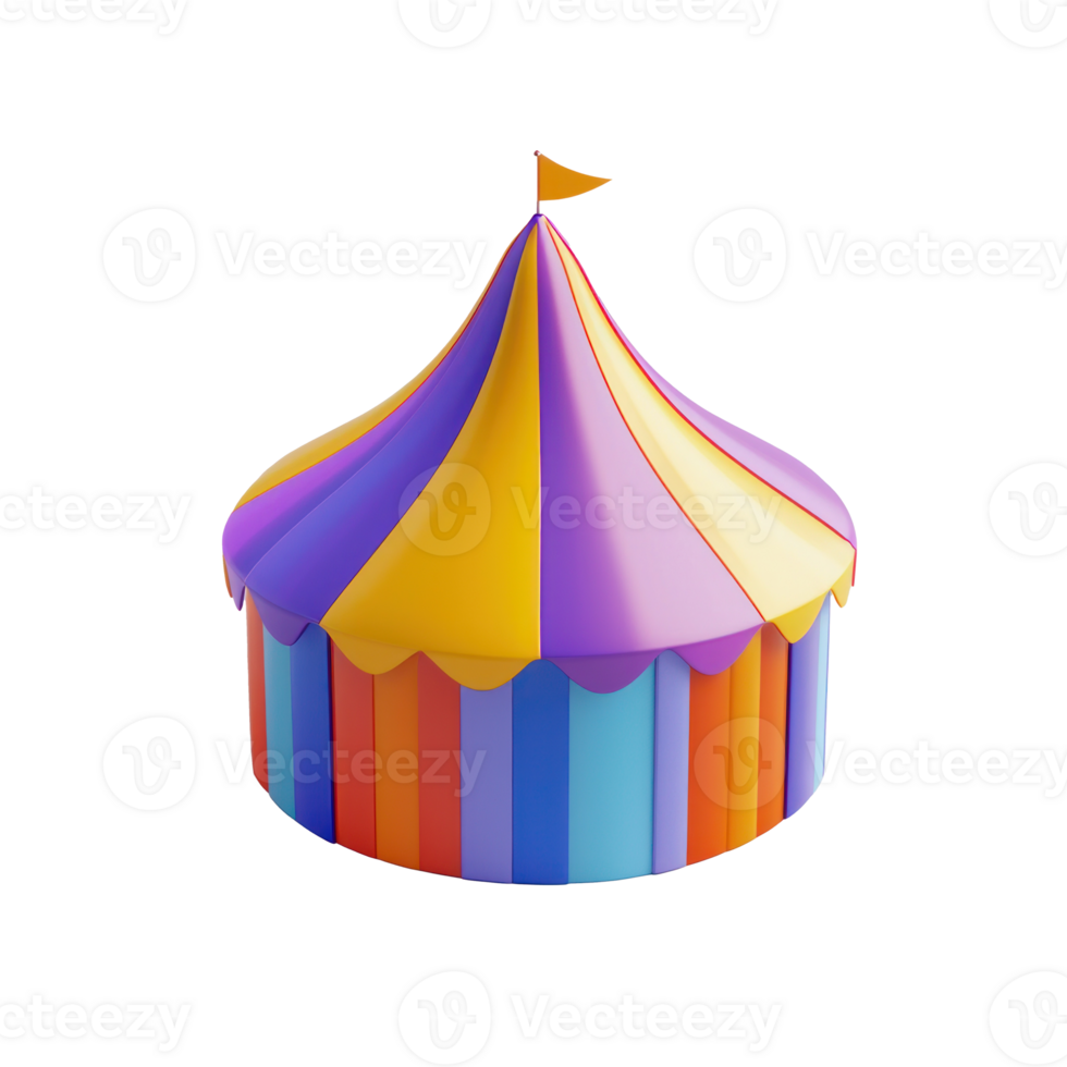 Colorful Circus tent 3D icon isolate on transparent background png