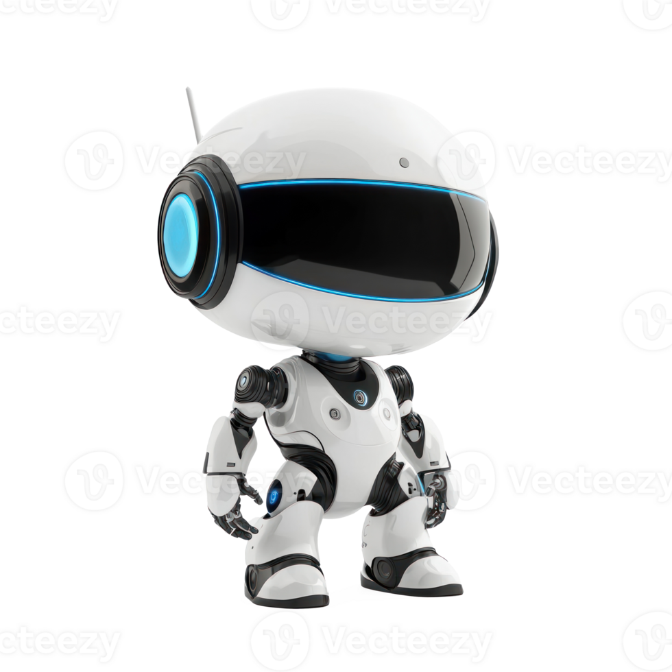 Ai robot thinking, sleek modern technology isolate on transparent background png