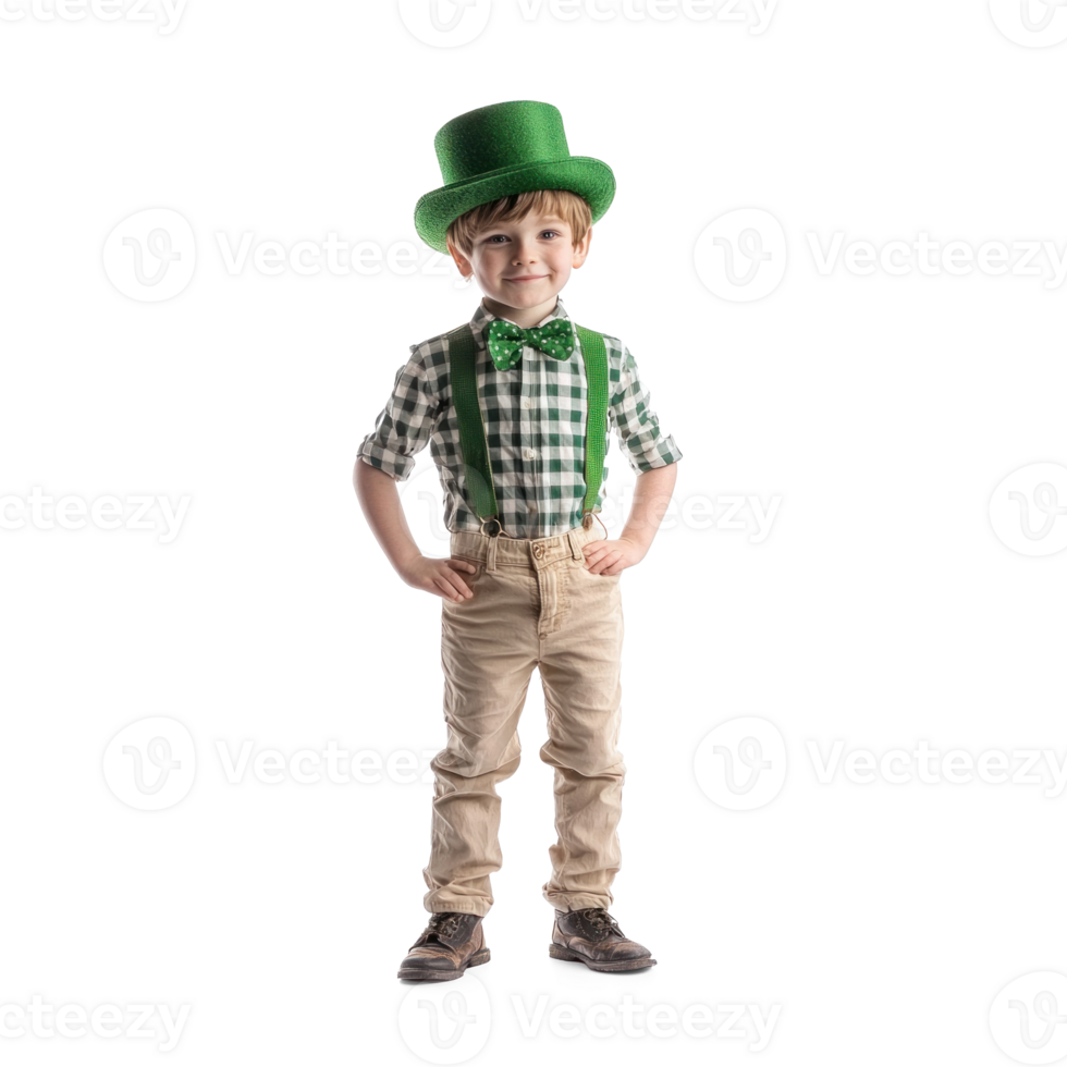 a little boy in a green hat and suspenders png
