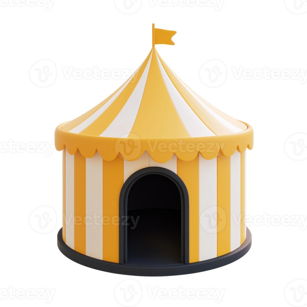 a circus tent with a yellow and white striped roof png