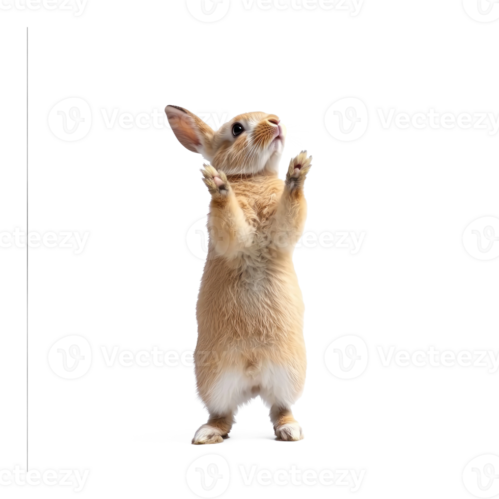 a rabbit standing on its hind legs with its paws up png