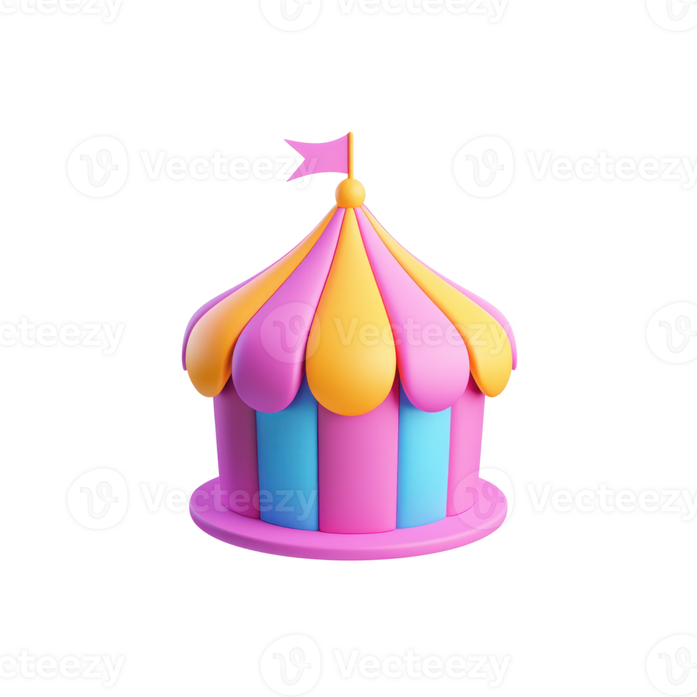 a cartoon circus tent with a pink and yellow top png
