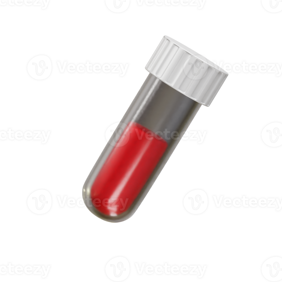 Blood test tube icon illustration 3d png