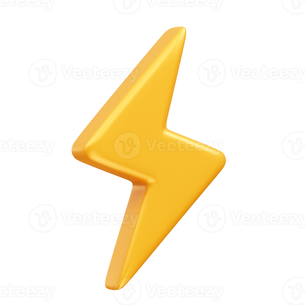 lightning bolt icon 3d render png