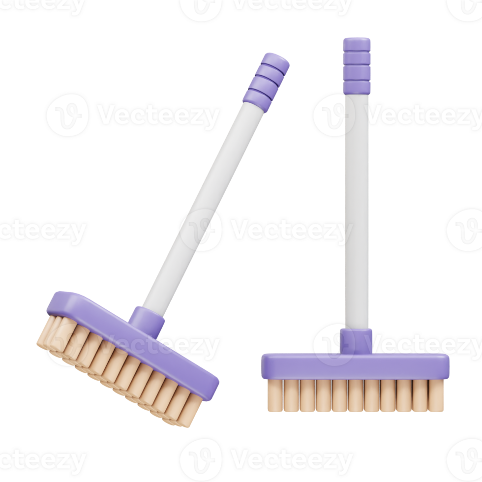 Cleaning broom icon 3d render png