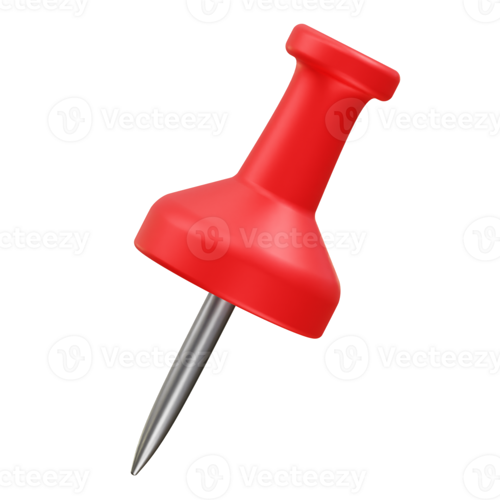 red push pin icon illustration 3d png