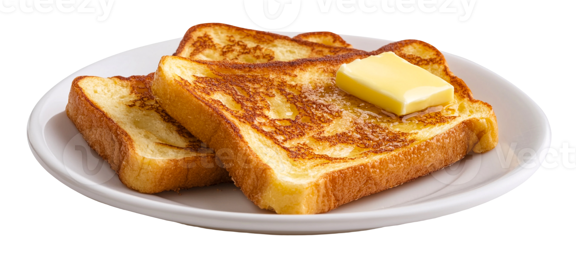 Sweet breakfast French toast with butter png
