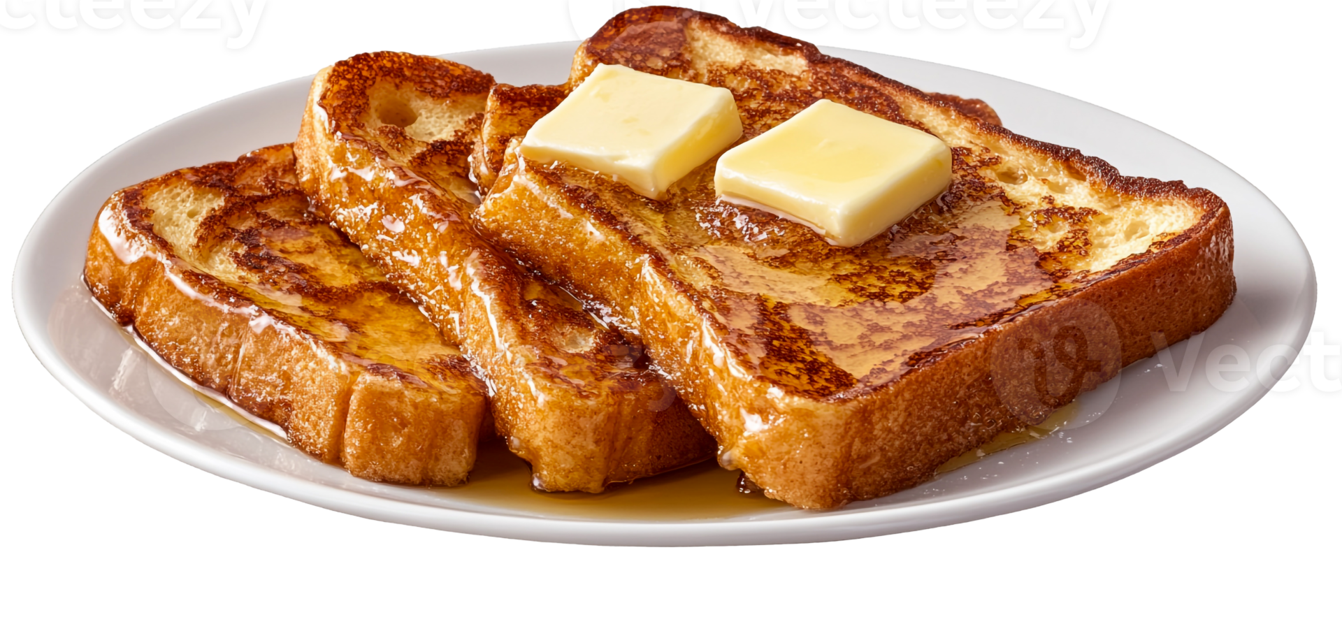 French toast stack with butter and syrup drizzle png