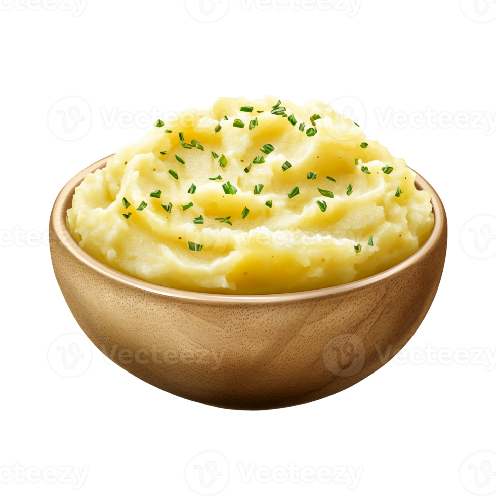 Mashed potatoes with a golden butter swirl png