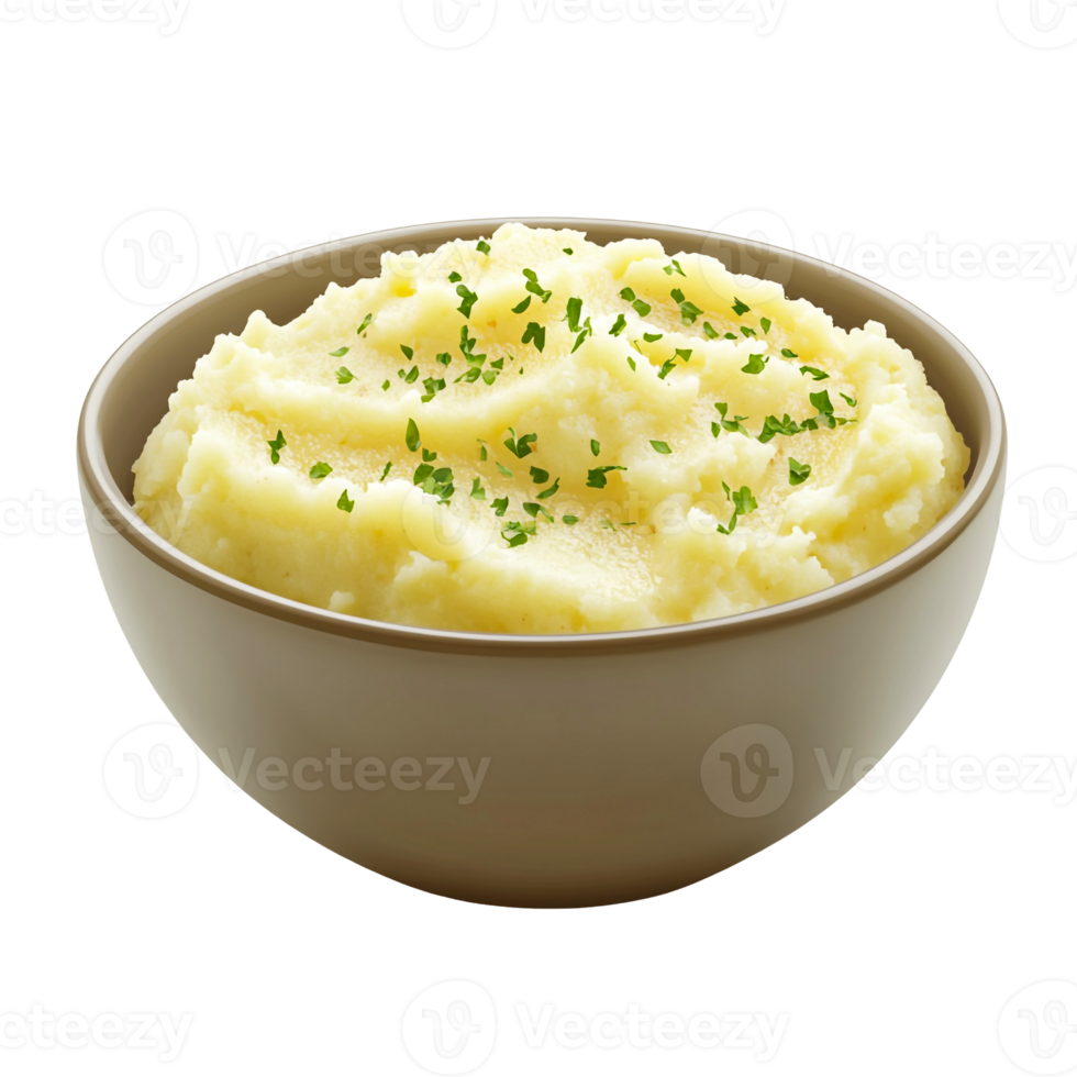Buttery mashed potatoes with parsley garnish png