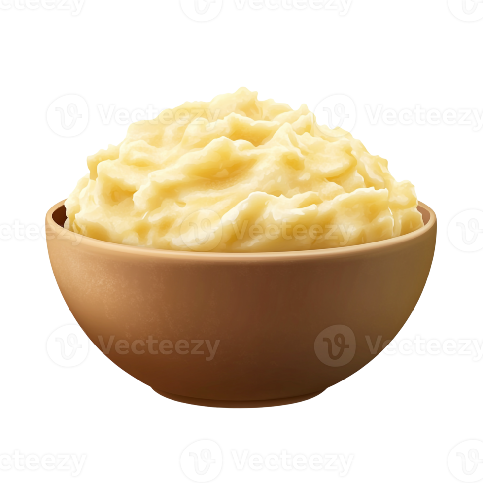 Perfect mashed potatoes in a rustic bowl png