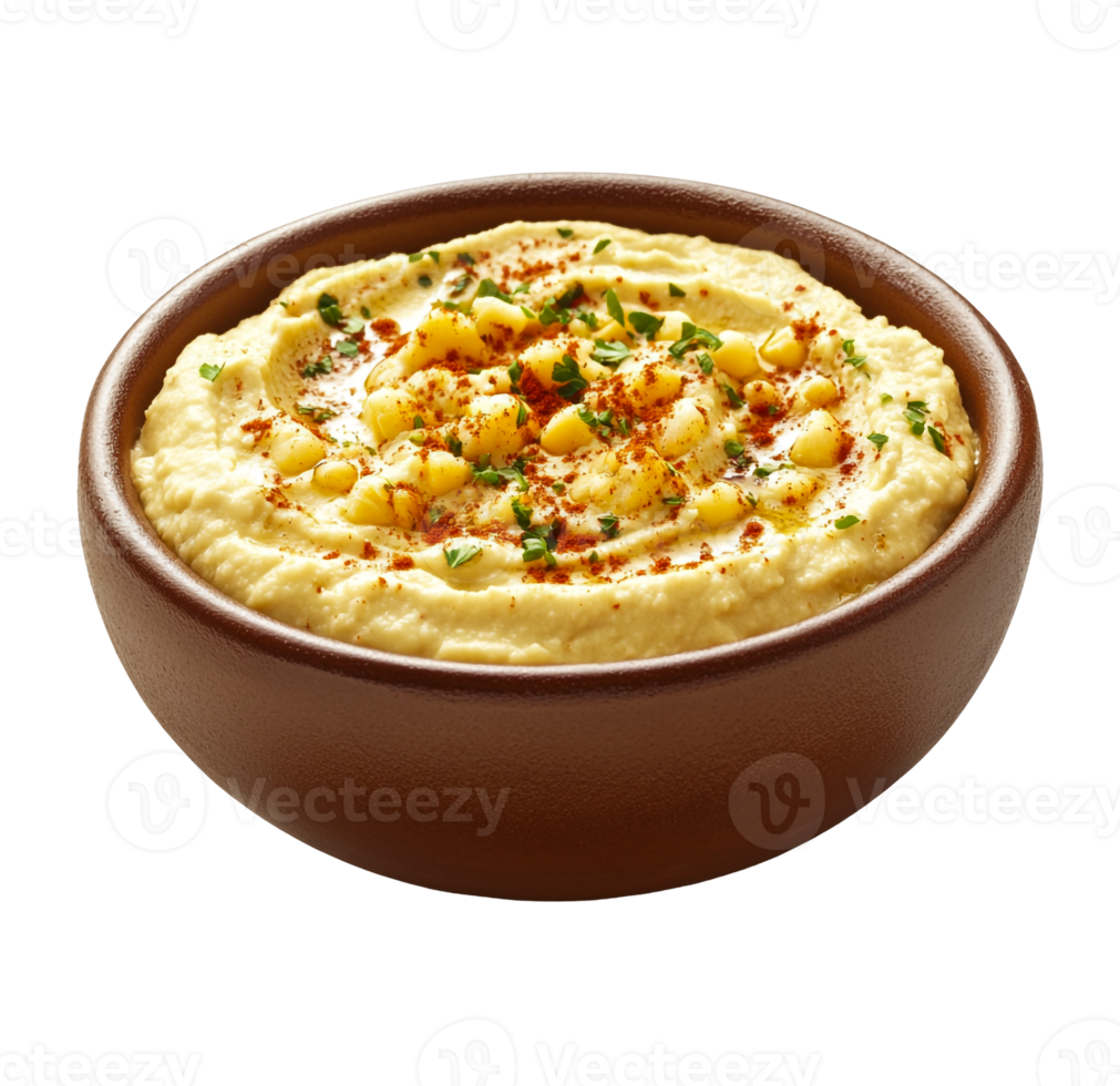 Creamy hummus topped with chickpeas png