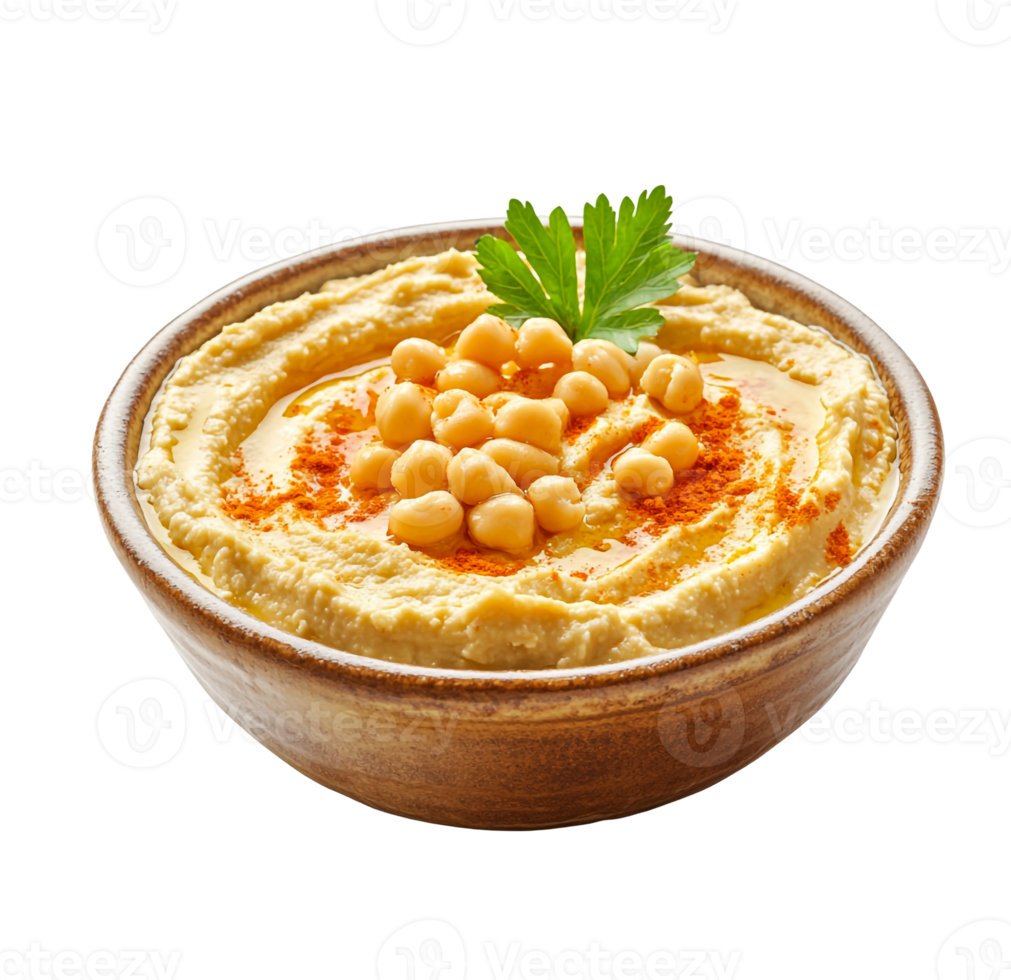 Smooth chickpea hummus in a bowl png