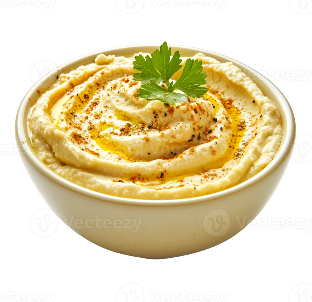 Rich hummus with a drizzle of olive oil png