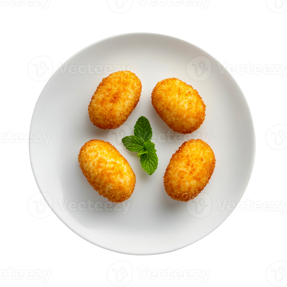 Perfectly fried Spanish croquettes served hot png