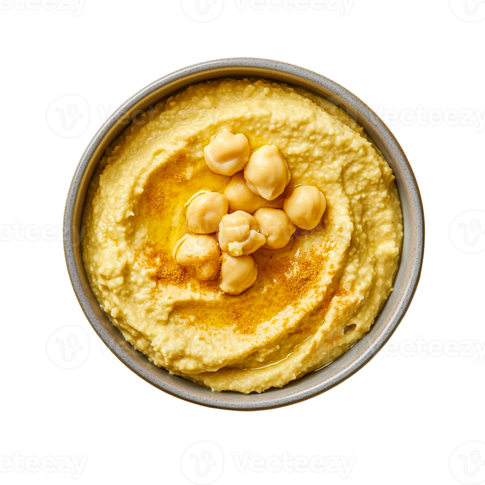 Traditional hummus with herbs and spices png