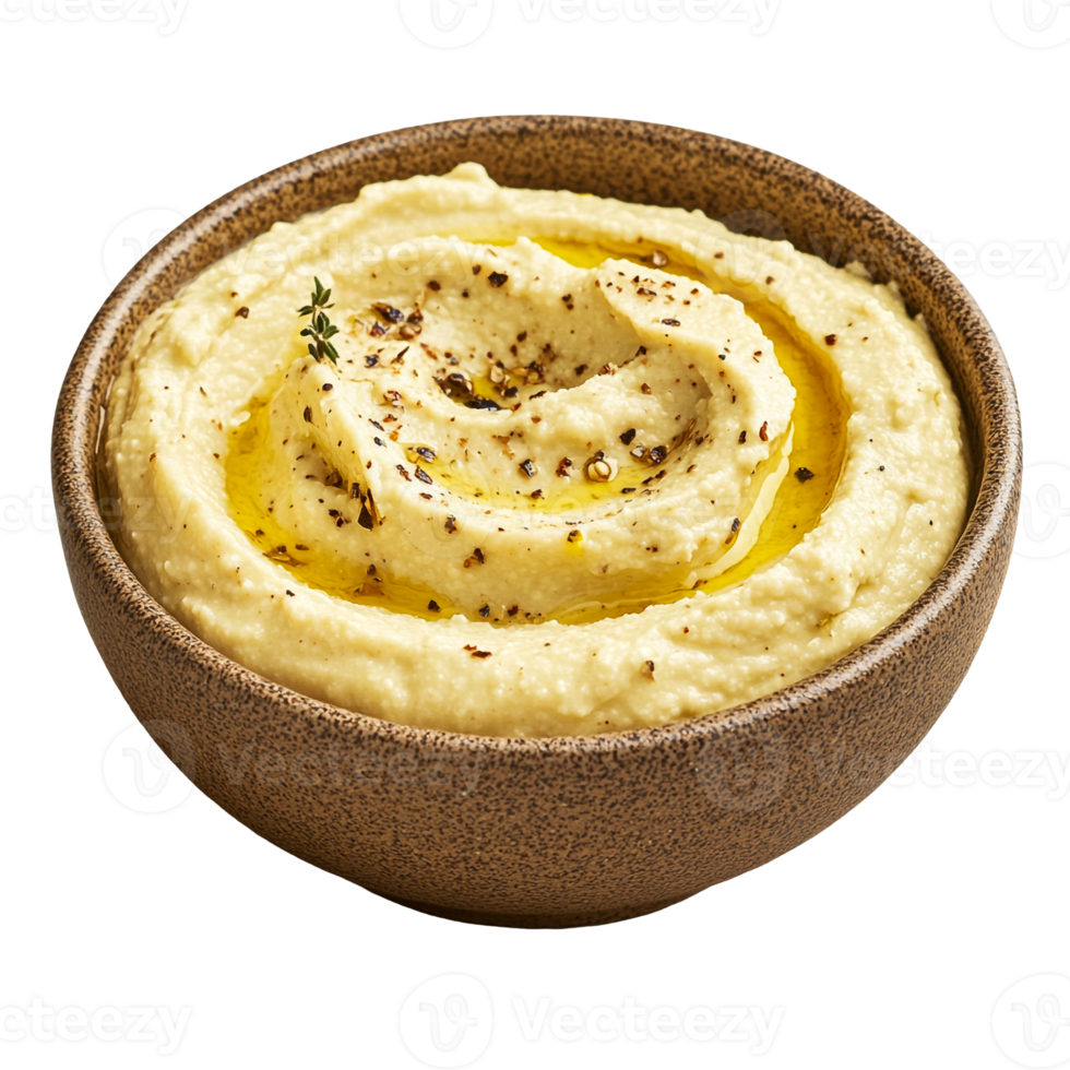 Healthy hummus with fresh herbs png