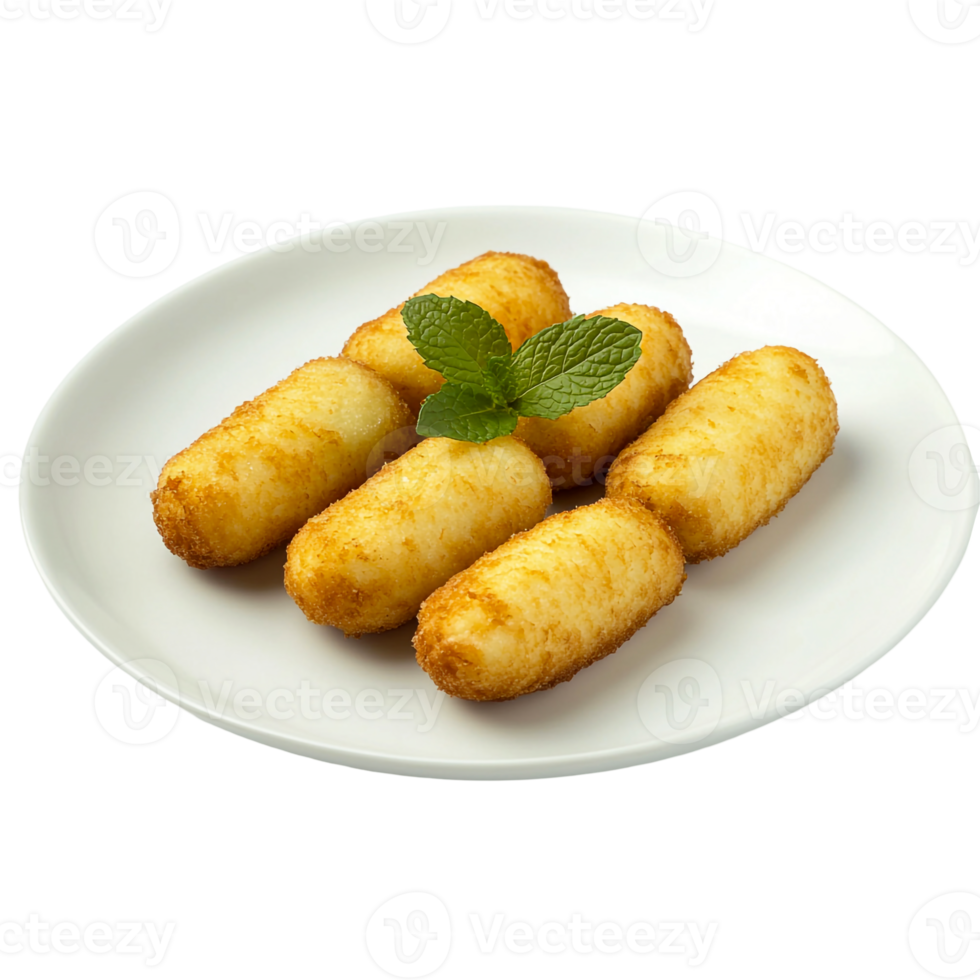 Homemade Spanish croquettes on a white plate png