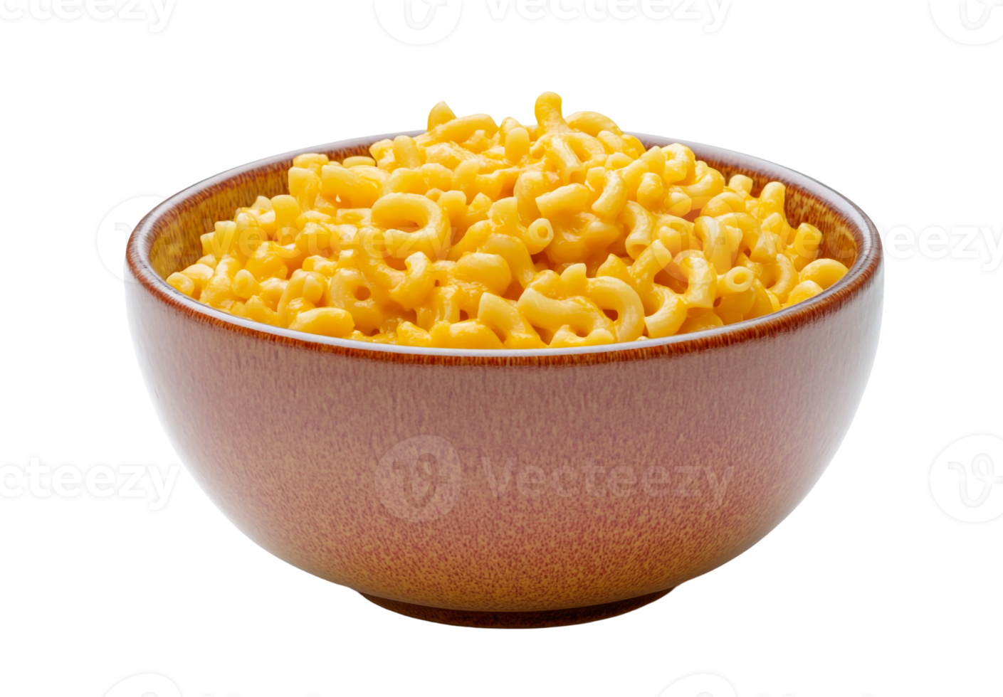 Cheesy macaroni in a round bowl png
