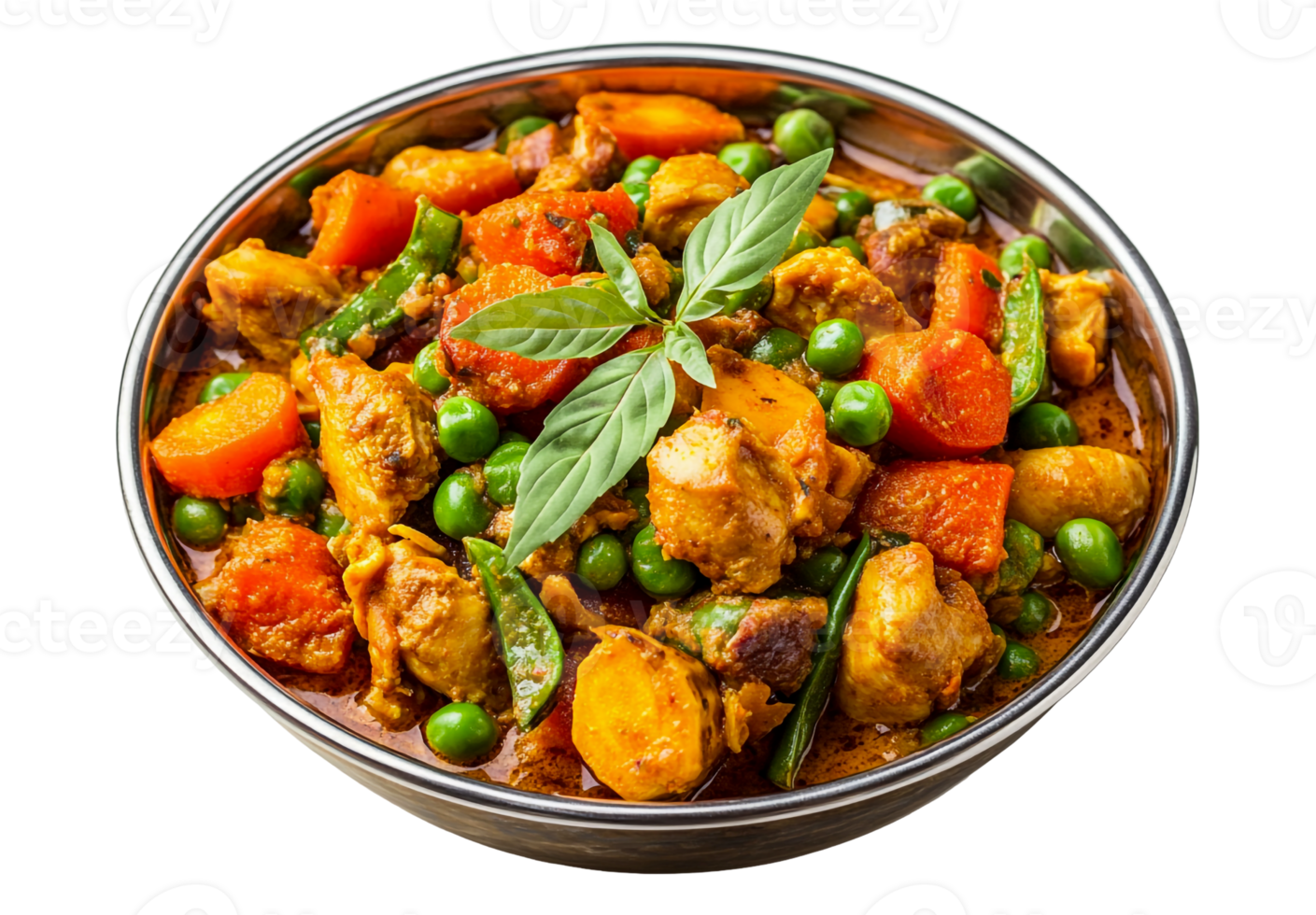 Steel bowl of Indian mixed vegetable sabzi png