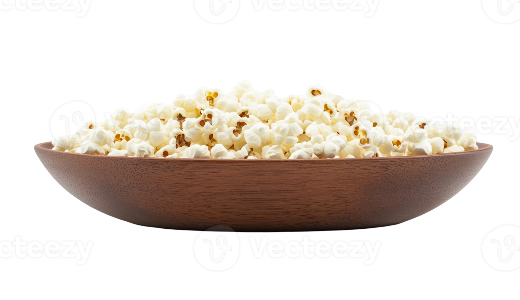 Golden popcorn on a wooden plate png