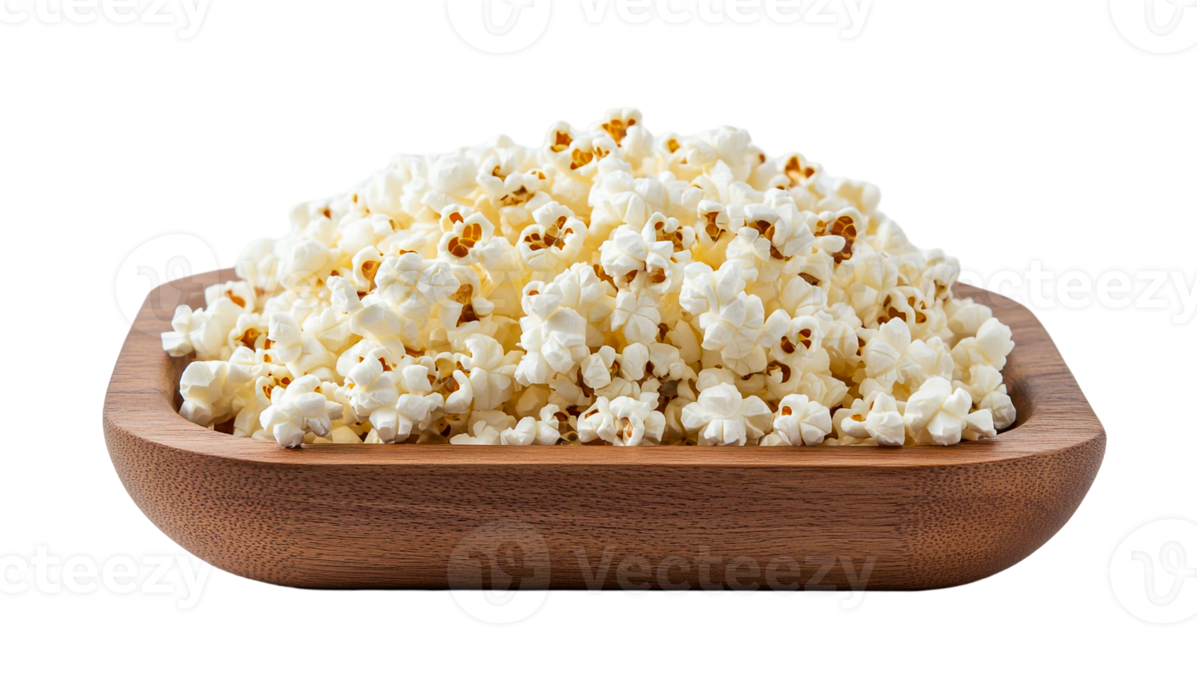 Fresco palomitas de maiz arreglado en un de madera plato png