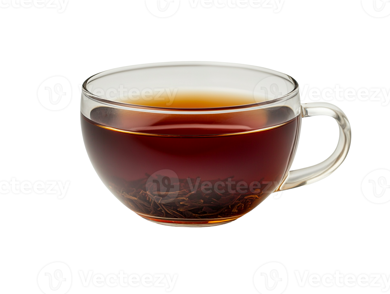 Glass cup of black tea with steam rising png