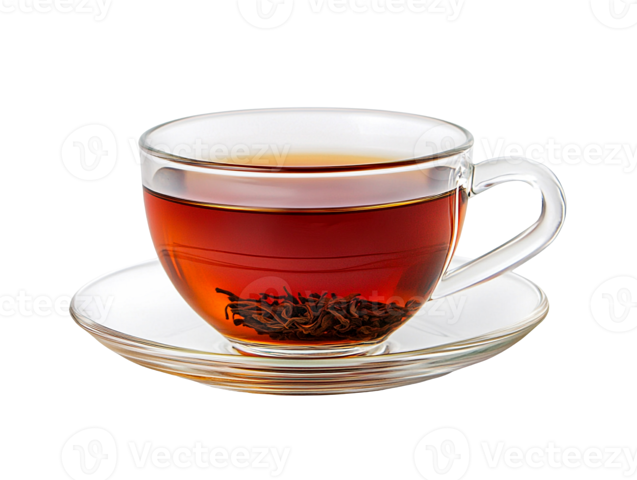 Glass cup with warm black tea png