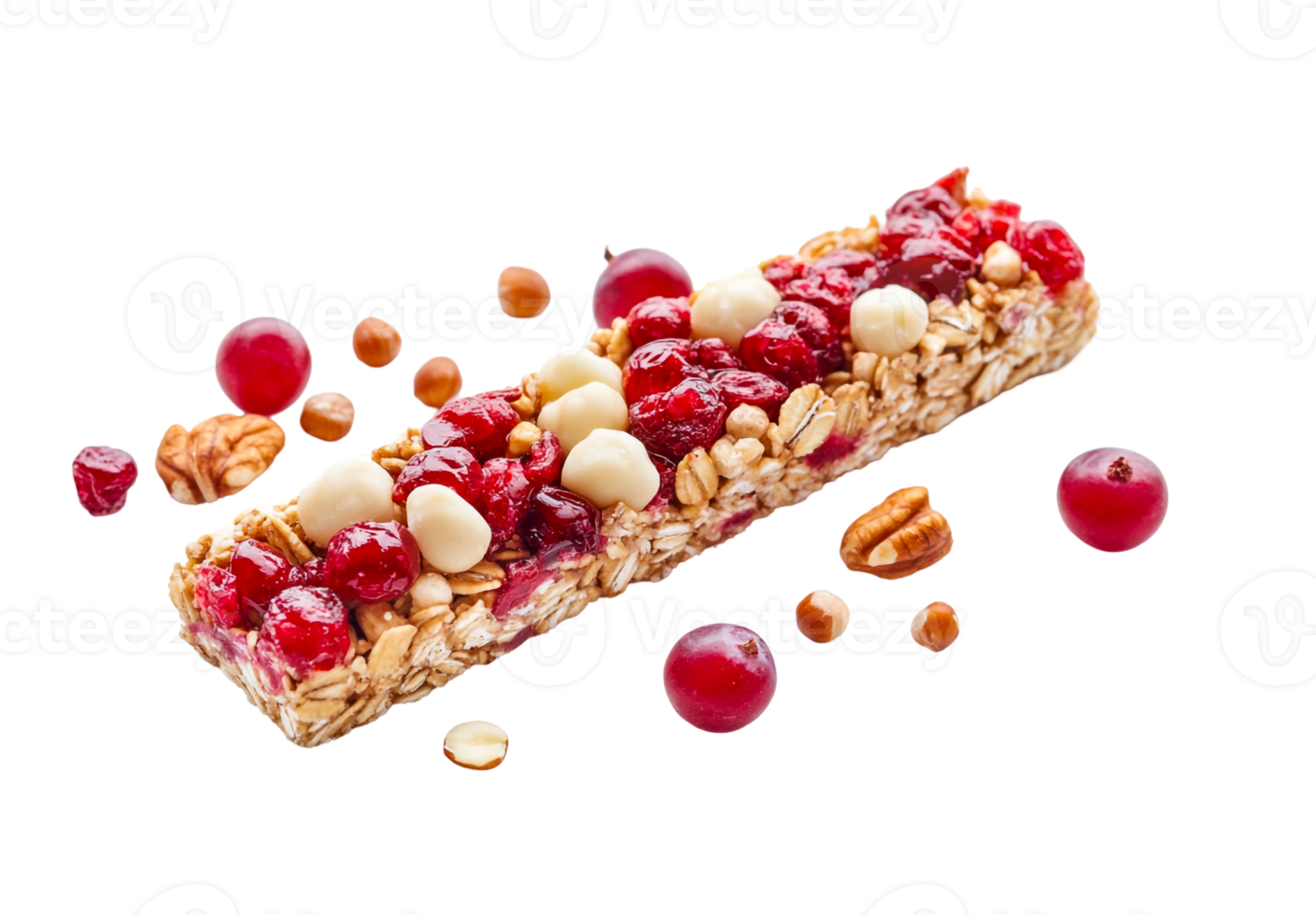A single granola bar with nuts png