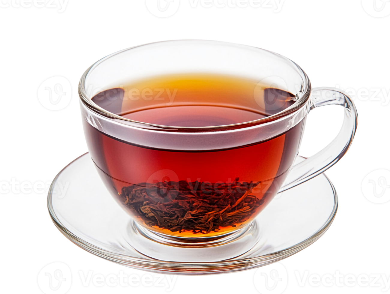 Minimalist glass cup filled with black tea png