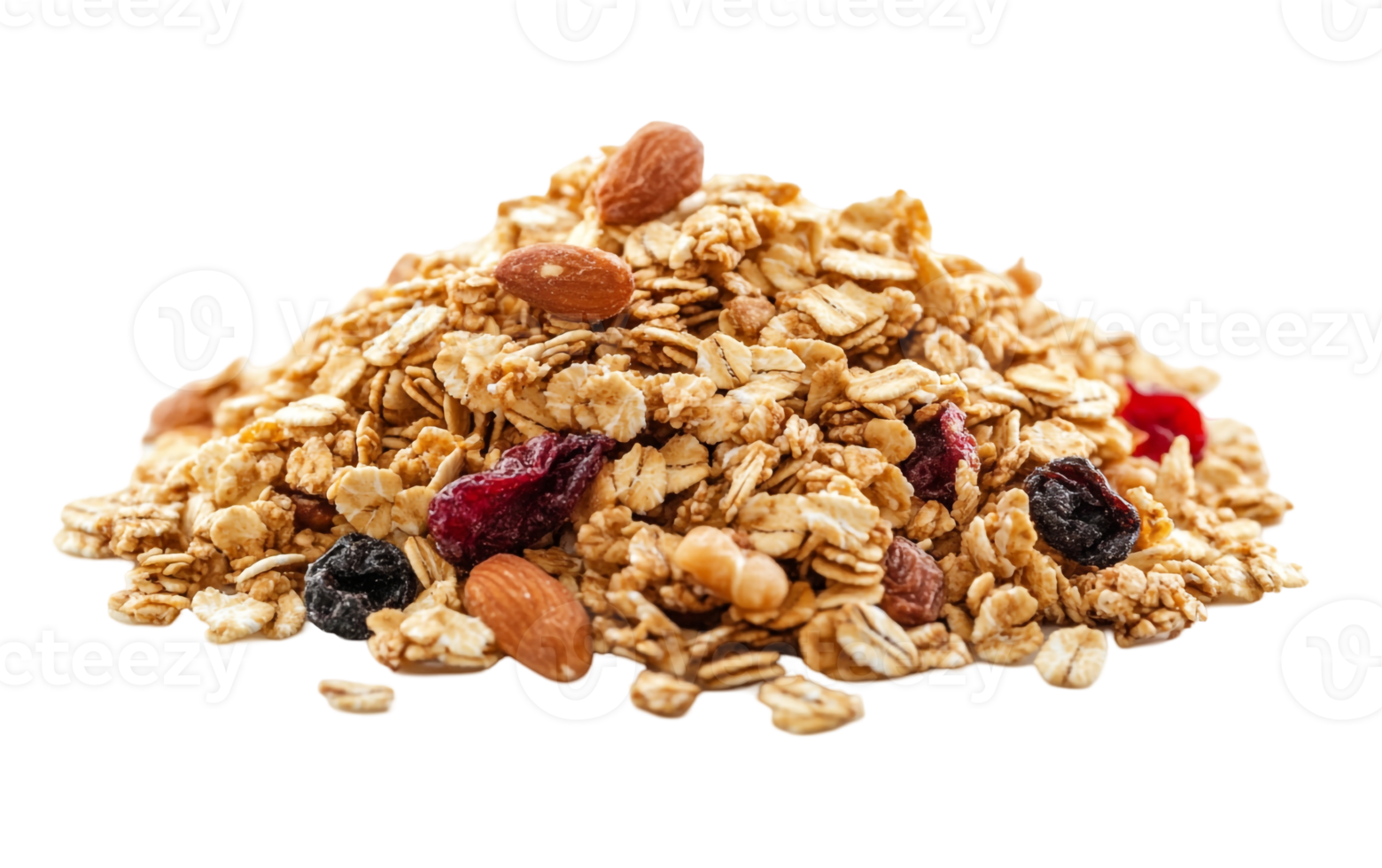 Natural granola heap with seeds and nuts png