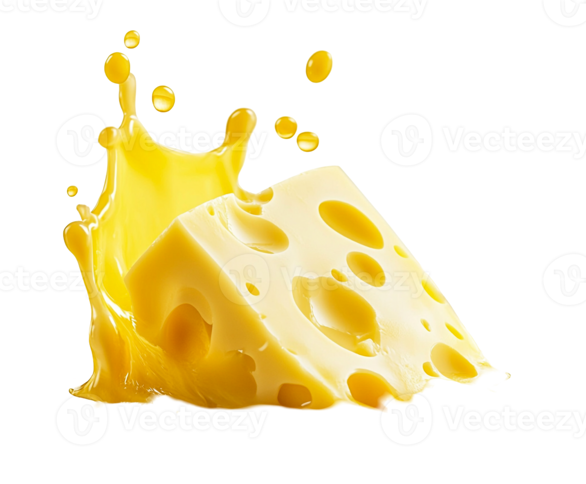 Melting cheese slices in sauce splash png