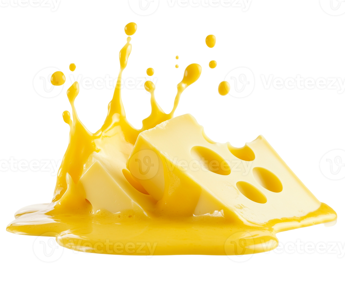Yellow sauce splashing with cheese slices png