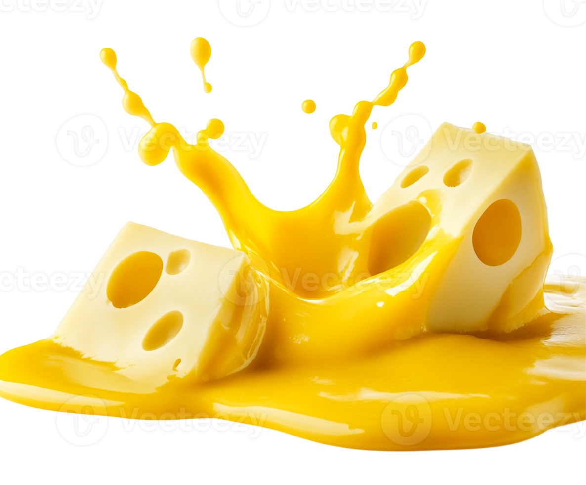 Yellow sauce with splashing cheese slices png