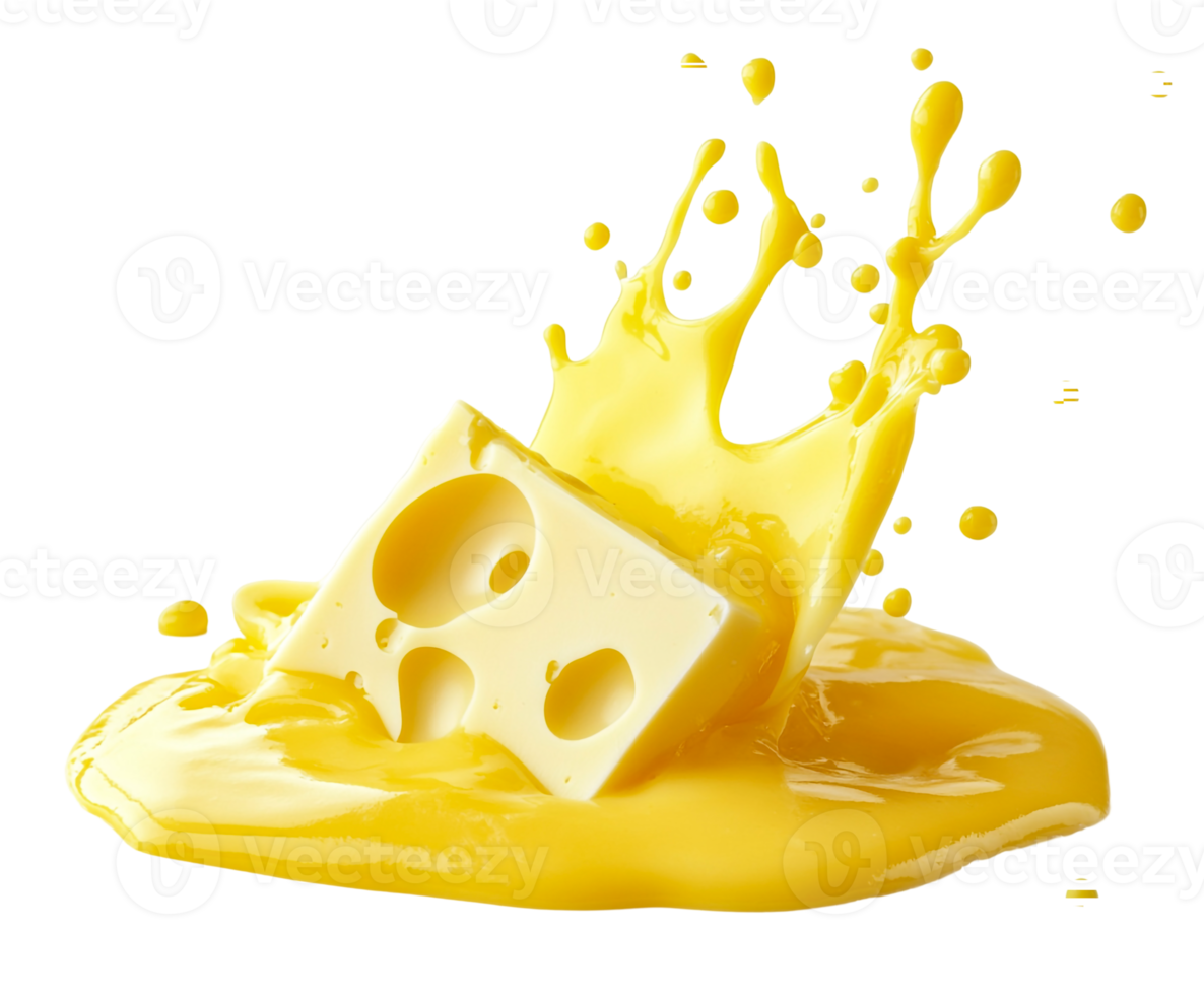 Cheese slices coated in sauce splash png