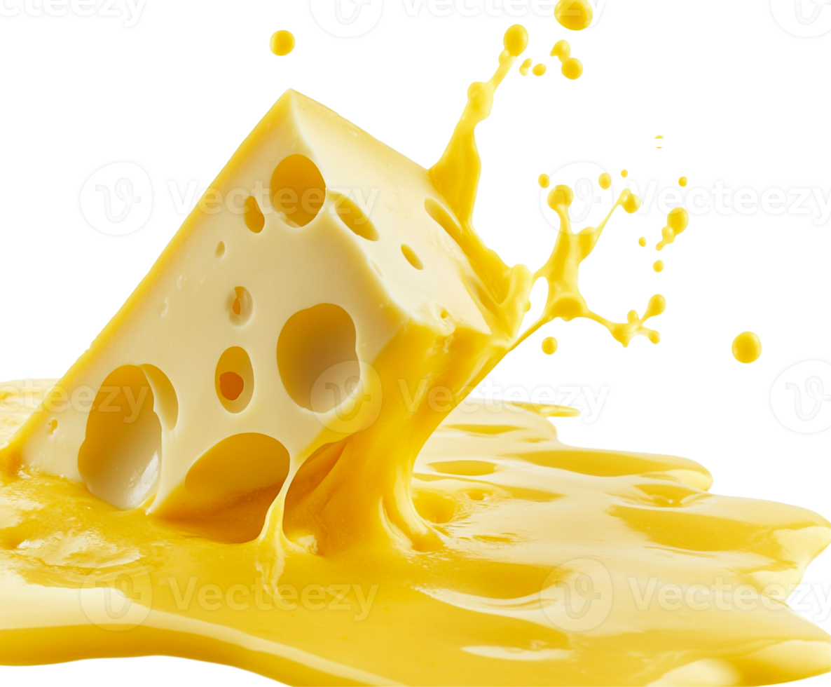 Dramatic cheese slices splash in sauce png
